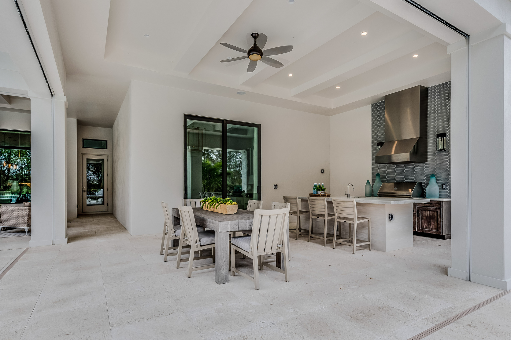 Huge back patio of Florida mansion