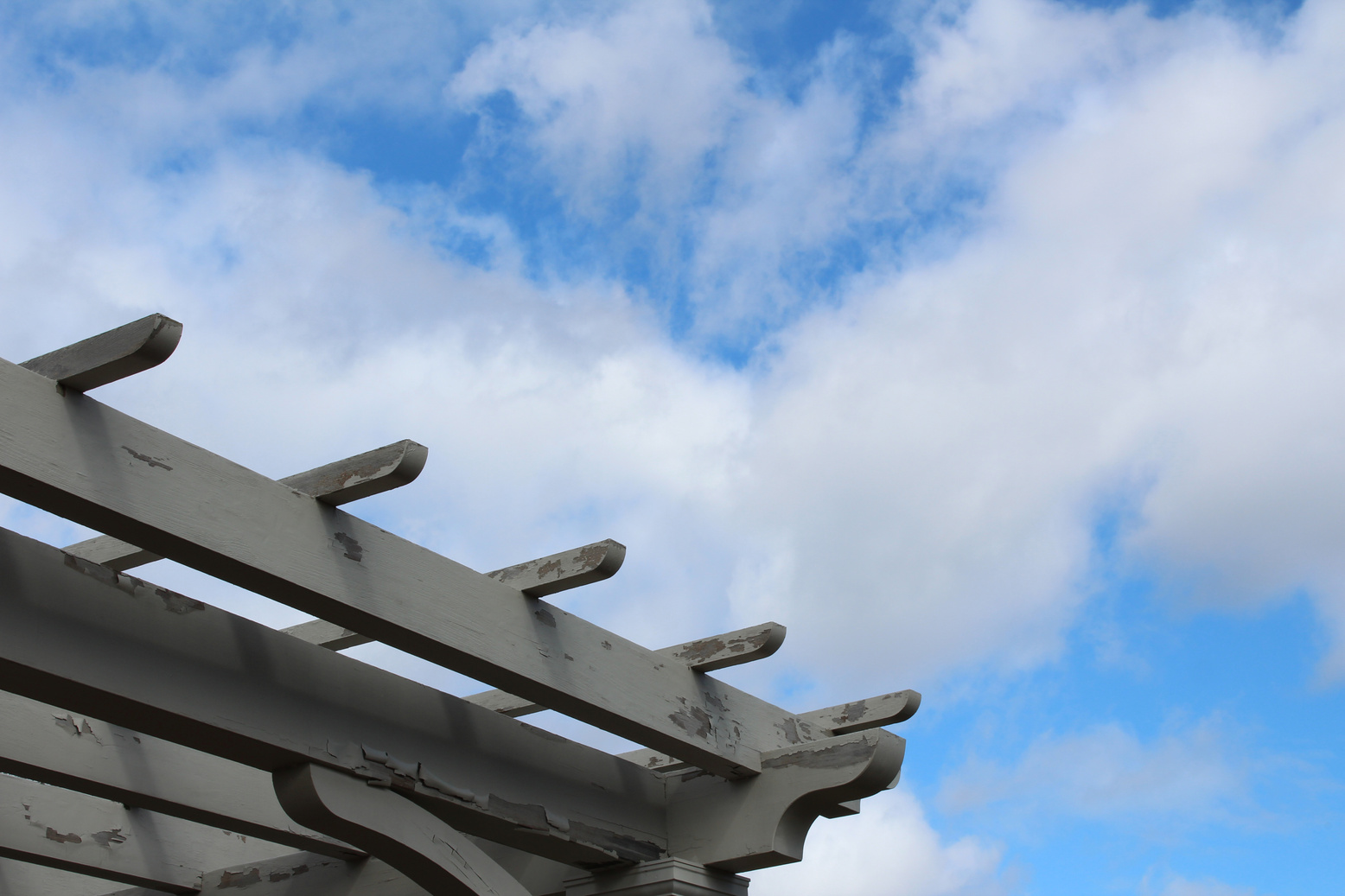 Blue sky background with pergola